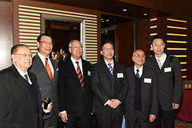 The Secretary for Justice, Mr Rimsky Yuen, SC with representatives from supporting Chambers of Commerce.