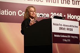 Prof. Sharon Press, Director, Dispute Resolution Institute Mitchell Hamline School of Law, speaks at the Mediation Conference 2016