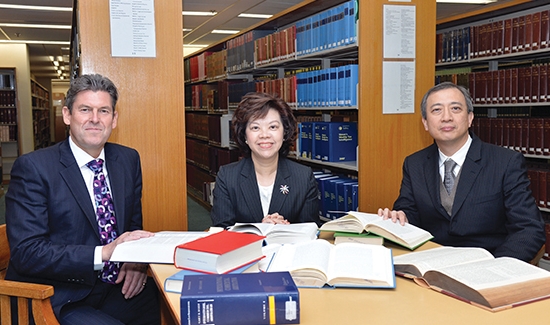 Law Officer (International Law), Ms Amelia Luk (centre), with Deputy Law Officer (Mutual Legal Assistance), Mr Wayne Walsh, SC (left); and Deputy Law Officer (Treaties & Law), Mr Paul Tsang (right)