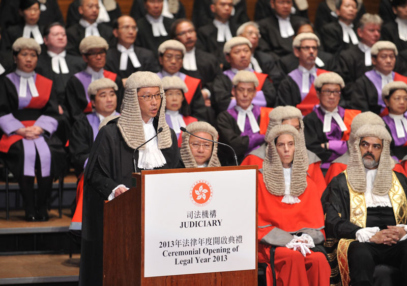 The Secretary for Justice, Mr Rimsky Yuen, SC, speaks at the Ceremonial Opening of the Legal Year 2013.