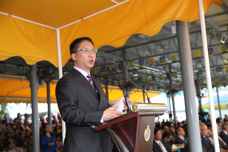 Secretary for Justice speaks at the Passing Out Parade of the Correctional Services Department