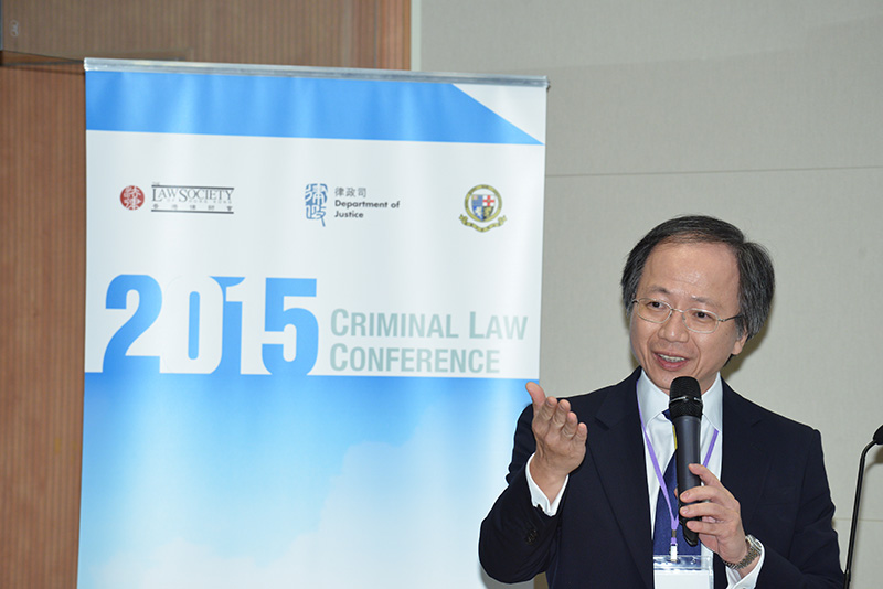 The Director of Public Prosecutions, Mr Keith Yeung, SC, delivers closing remarks at the conference.