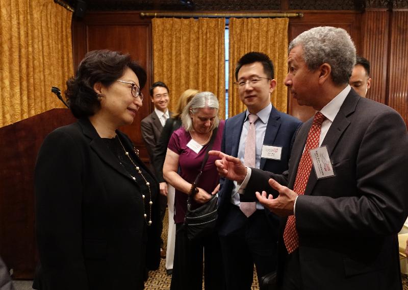 The Secretary for Justice, Ms Teresa Cheng, SC, (left) meets with the President of New York City Bar Association in New York, Mr Roger Juan Maldonado (right), today (July 16, Eastern Standard Time).