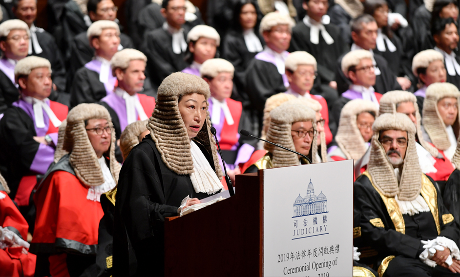 The Secretary for Justice, Ms Teresa Cheng, SC, speaks at the Ceremonial Opening of the Legal Year 2019.