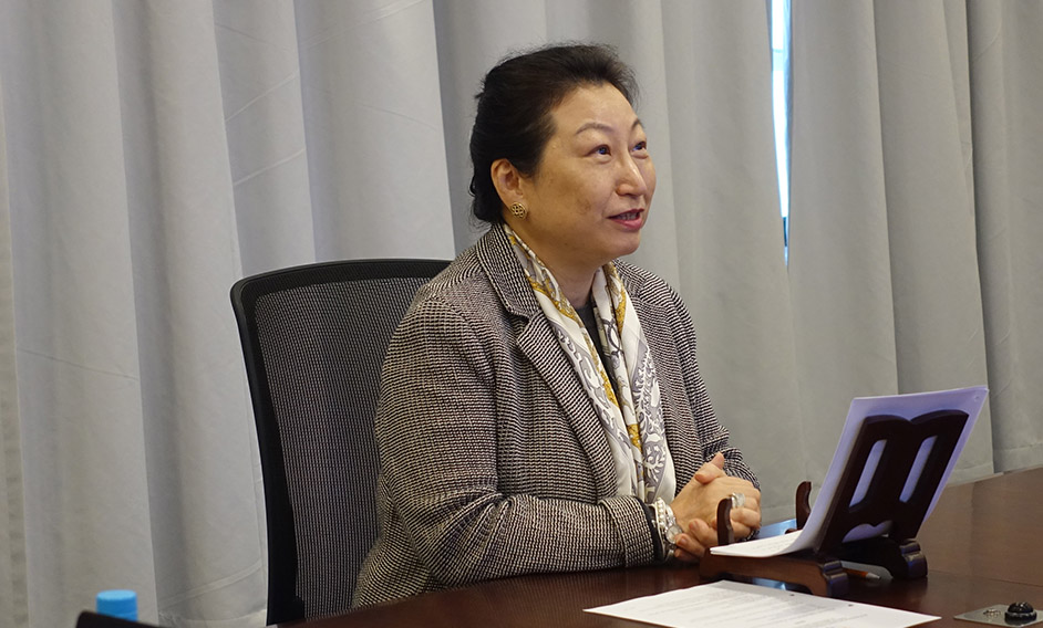 The first meeting of the Inclusive Global Legal Innovation Platform on Online Dispute Resolution in collaboration with UNCITRAL was held online on March 18. Photo shows the Secretary for Justice, Ms Teresa Cheng, SC, speaking at the meeting.