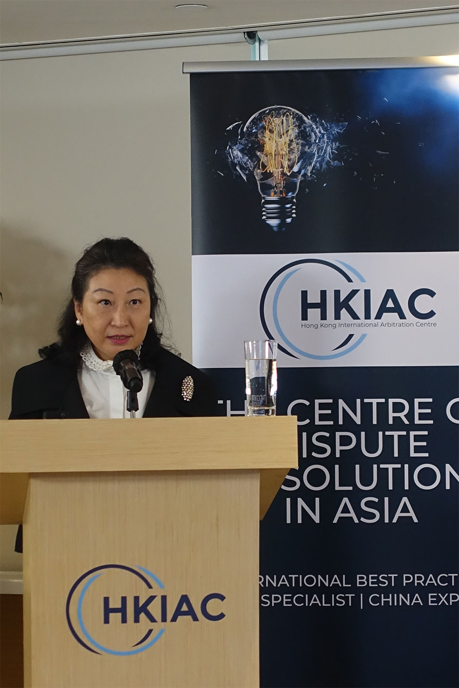 The Secretary for Justice, Ms Teresa Cheng, SC, speaks at the ADR in Asia Conference: Tomorrow's Disputes Today, hosted by the Hong Kong International Arbitration Centre under the 10th Hong Kong Arbitration Week today (October 27).