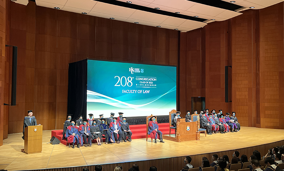 The Secretary for Justice, Mr Paul Lam, SC, delivers a keynote address at the 208th Congregation of the Faculty of Law of the University of Hong Kong on November 27.