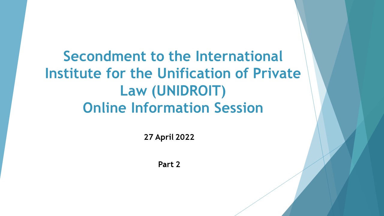 Part 2 － Presentation by Mr Carlo Di Nicola, Senior Legal Officer of UNIDROIT