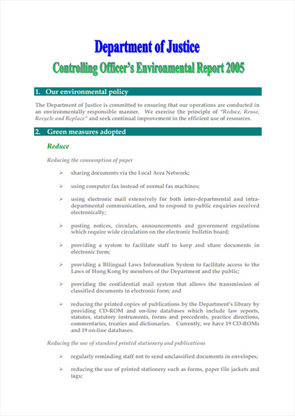 Controlling Officer's Environmental Report 2005