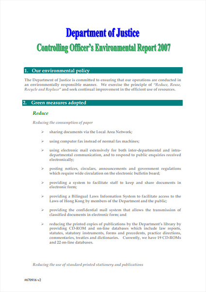 Controlling Officer's Environmental Report 2007