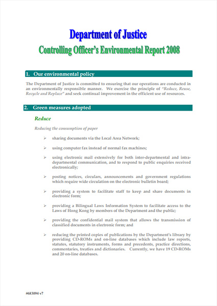 Controlling Officer's Environmental Report 2008