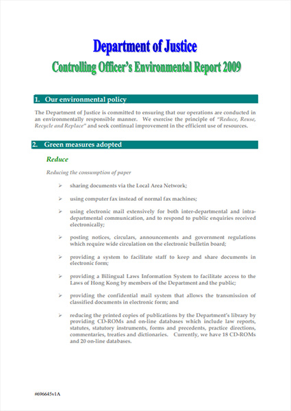 Controlling Officer's Environmental Report 2009