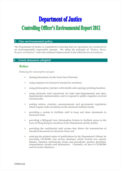 Controlling Officer's Environmental Report 2012
