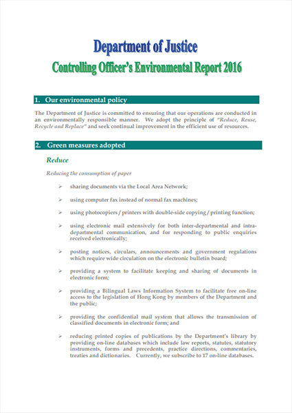 Controlling Officer's Environmental Report 2016