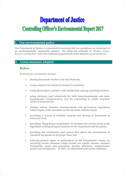 Controlling Officer's Environmental Report 2017