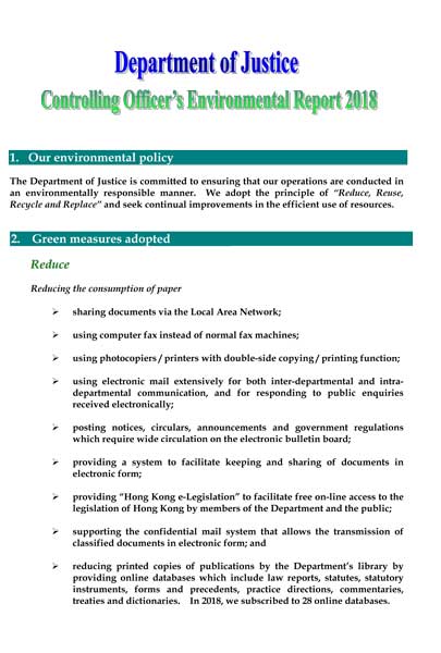 Controlling Officer's Environmental Report 2018