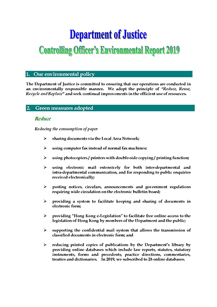Controlling Officer's Environmental Report 2019