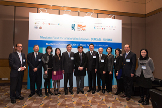 A photo taken with some members of the Steering Committee on Mediation together with the Secretary for Food and Health, Dr. Ko Wing-Man BBS, JP and Chief Judge of High Court, Mr Justice Andrew Cheung.