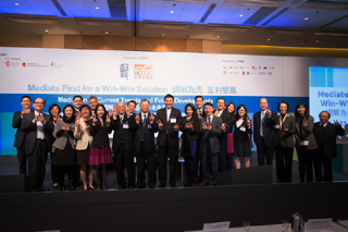 A group photo of speakers, moderators and guests taken on Day 2 of the Mediation Conference.