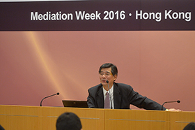Mr Daniel Chow, Founding Chairman, Community Mediation Services Association, speaks at the seminar.
