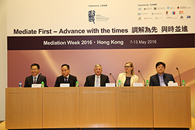 Speakers for the Questions and Answers Session (from left): Mr Barry Yen, Mr Norman Hui, Mr Anthony Rogers, GBS, QC, JP, Prof. Nadja Alexander and Mr Jong Lee.